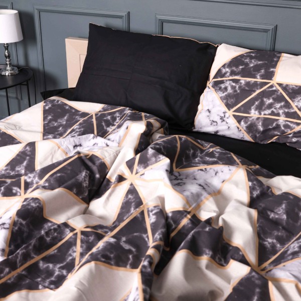 Фото - Комплект постельного белья детский MirSon Бязь 17-0693 Marbe Black Blocks 110х140 (2200010453706)